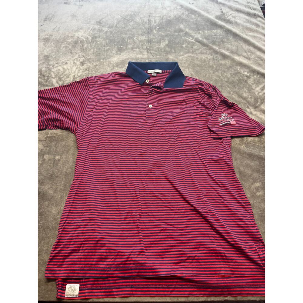 Peter Millar red‎ stripe polo Medium Meijer LPGA classic